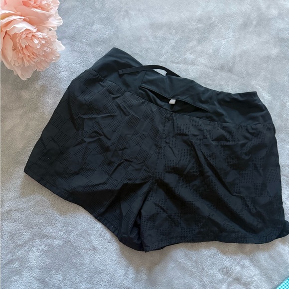 Nike Women's Black Athletic Shorts with Silver Logo - Picture 2 of 2